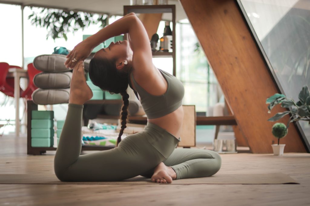 Yoga instructor demonstrating a pose