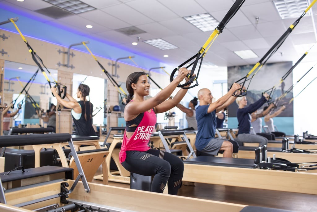 Pilates class following an instructor