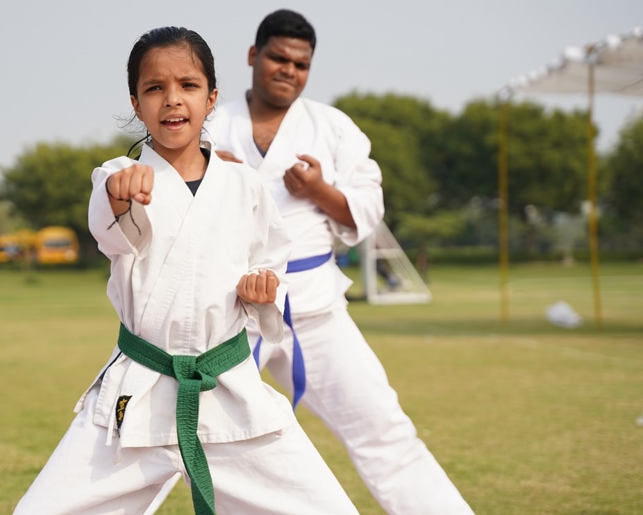 Children training in a Kung Fu class