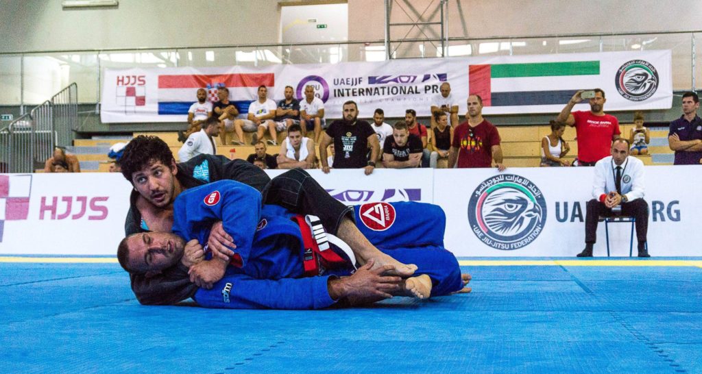 Jiu Jitsu fighters battling during a competitive match