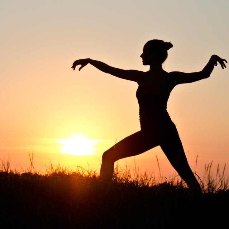 Silhouette of Tai Chi instructor demonstrating moves