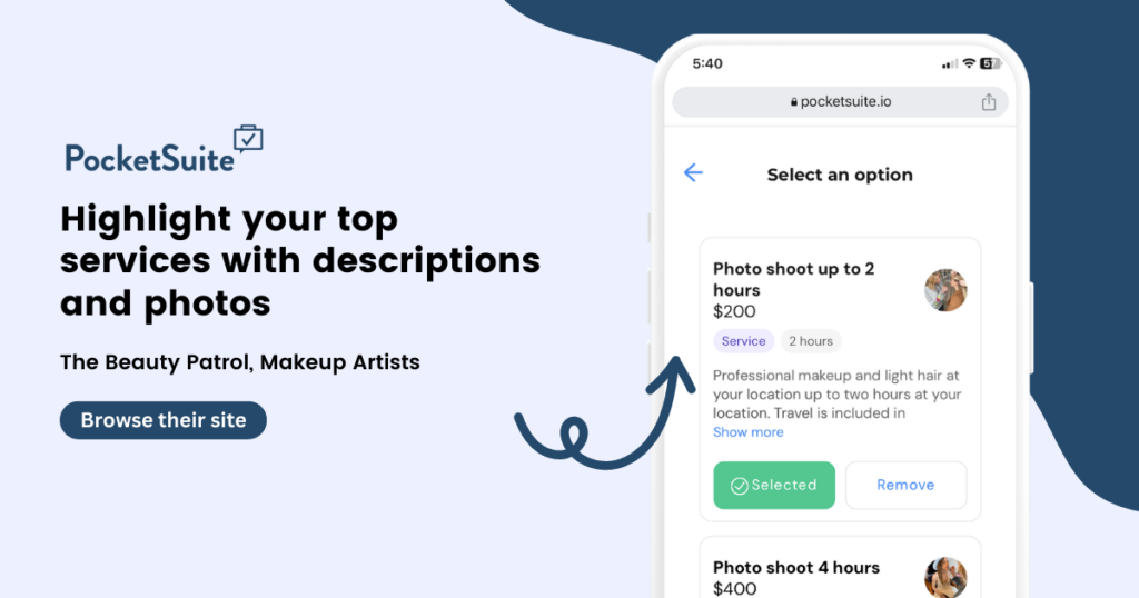 PocketSuite makeup artists booking software, The Beauty Patrol